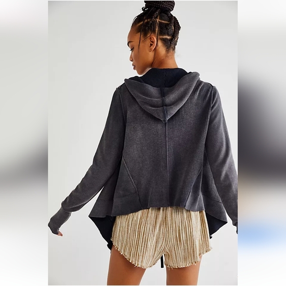 New! || FREE PEOPLE || Tyler Drape Moto hoodie, sweatshirt, cardigan, size S - Picture 2 of 11